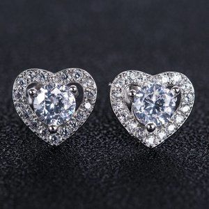 💥Lovely Round Dainty Zircon Hollow Heart Earrings for Women, UNVN12424